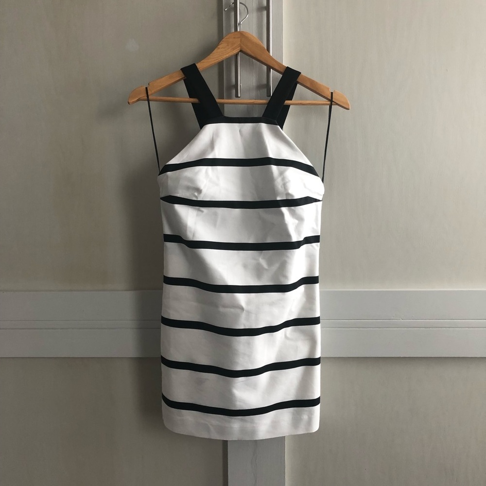 Zara black and white striped mini skort romper - size S